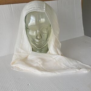 Basha Silk Jacquard Floral Scarf White Gold Cream Sheer 11.5x55